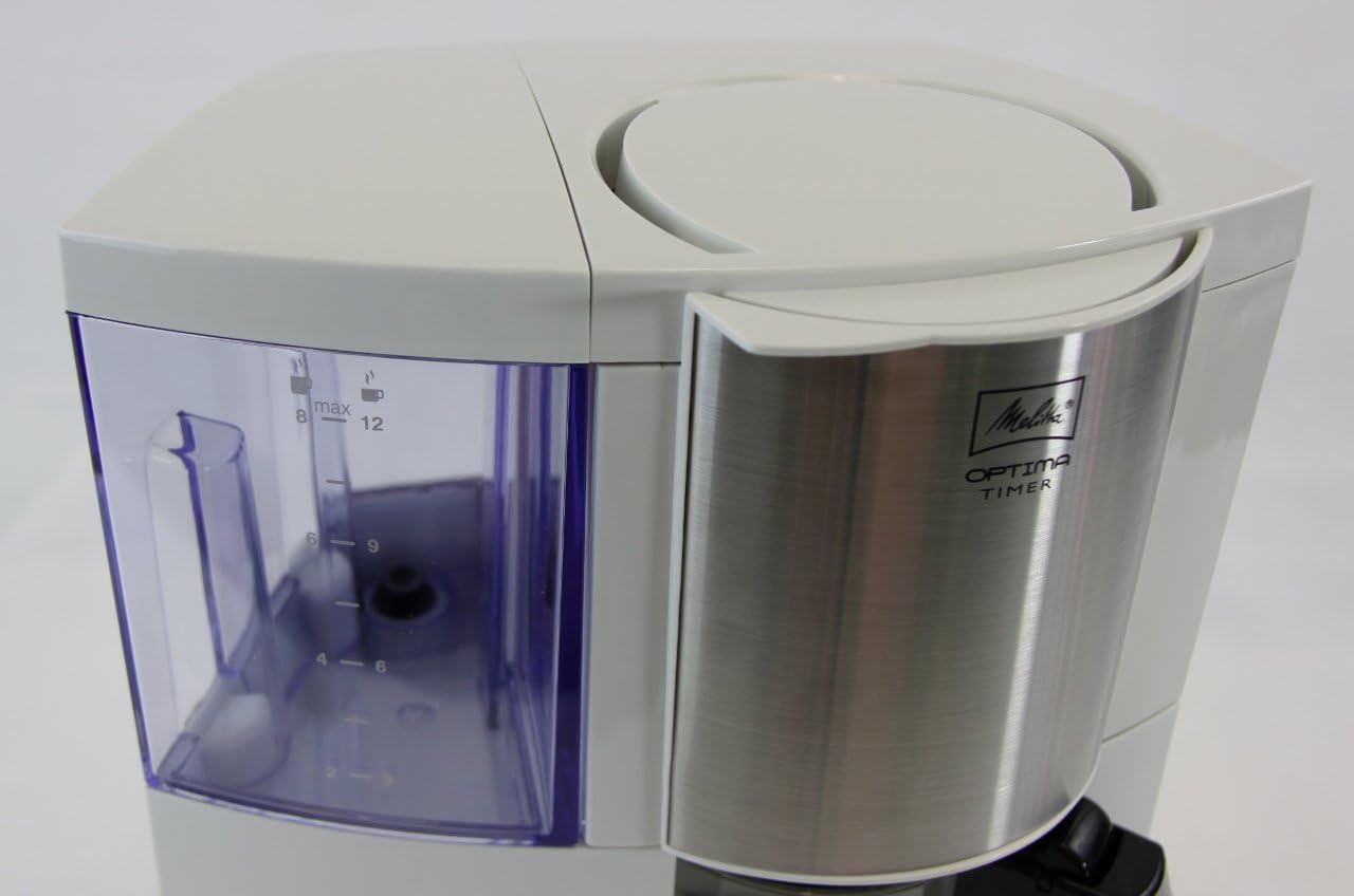 Melitta Optima Timer – Macchina da caffè con timer, macchina da caffè americano con caraffa in vetro e serbatoio dell'acqua rimovibile, per un massimo di 8 tazze di caffè, nero