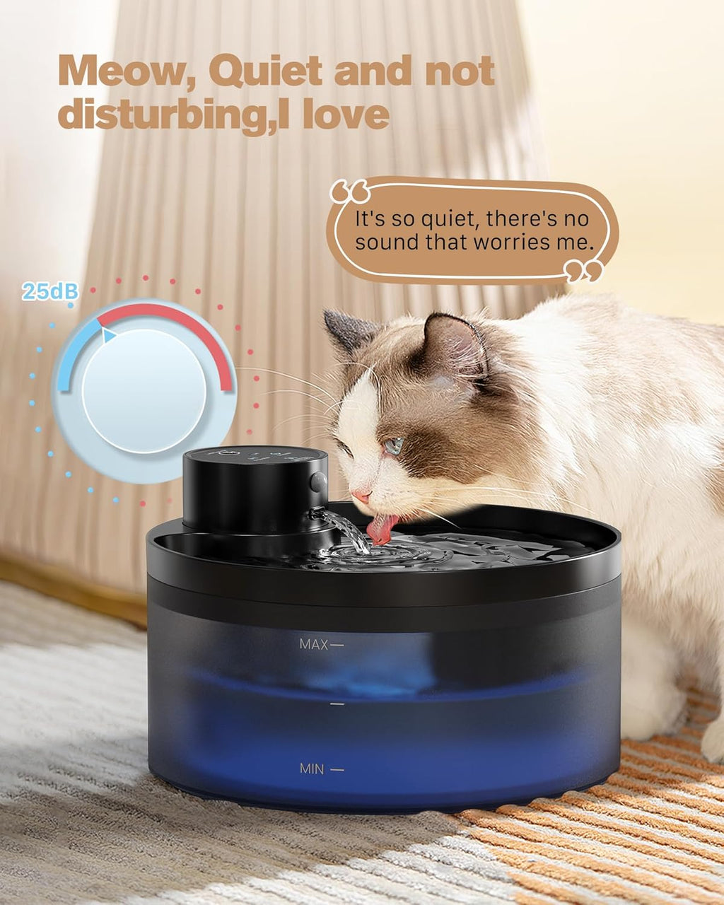 Katzenbrunnen senza fili: Fontana d'acqua da 3,2 L per gatti - Con sensore di movimento - Batteria da 4200 mAh - Pompa silenziosa con LED - Filtrazione di alta qualità - Senza BPA