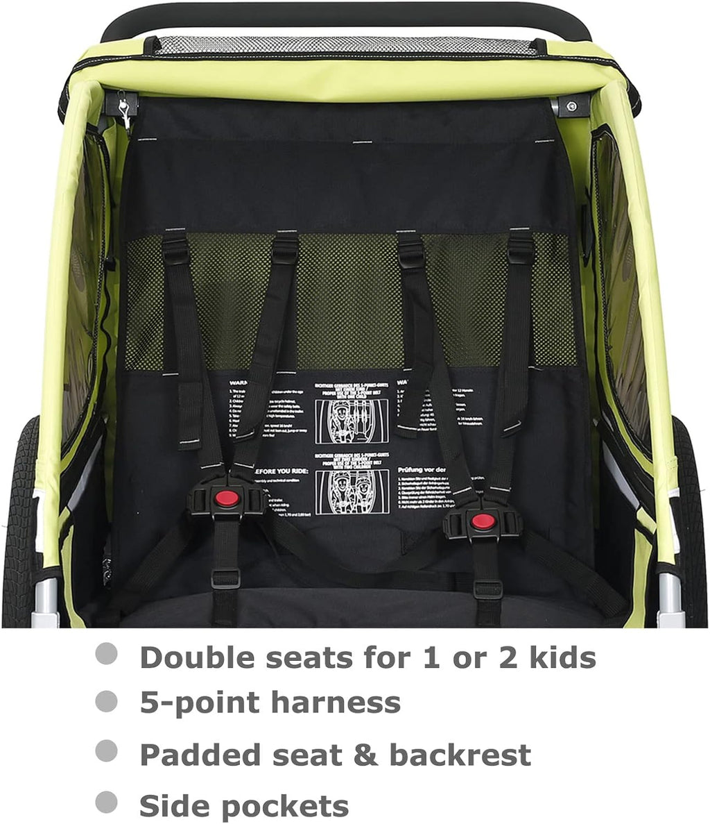 Tiggo S2 Rimorchio per Bambini con Sospensioni Jogger 2 in 1 Passeggino Bicicletta Rimorchio Girevole a 360°