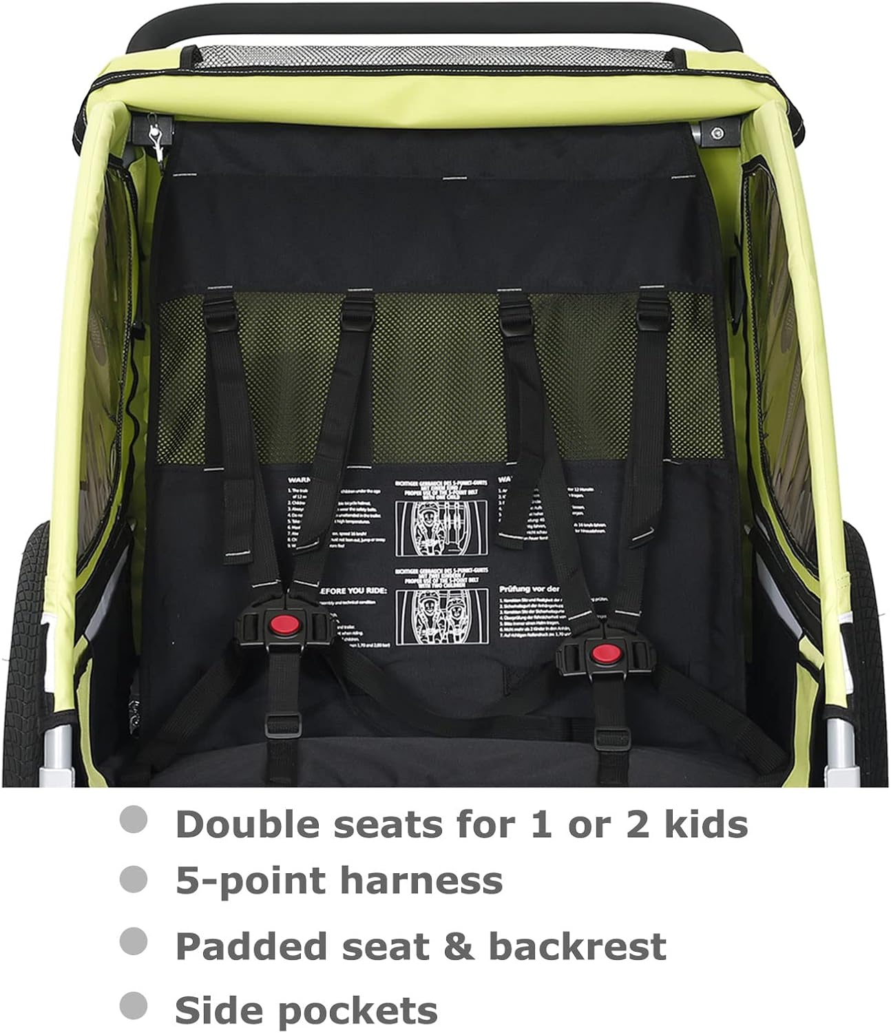 Tiggo S2 Rimorchio per Bambini con Sospensioni Jogger 2 in 1 Passeggino Bicicletta Rimorchio Girevole a 360°