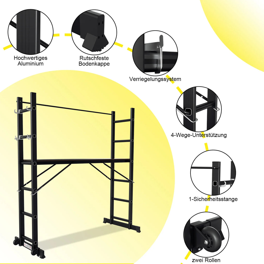 Sonnewelt Gerüst 4 in 1  Alu Multifunktionsleiter 6+6 Stufen