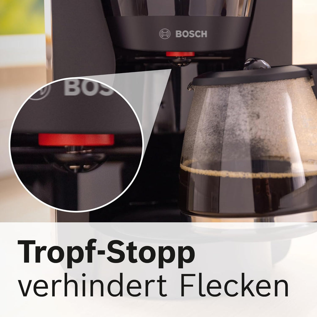 Bosch Filterkaffeemaschine MyMoment TKA3M134, Thermokanne 1 L, für 8-12 Tassen, Tropfstopp, schwenkbarer Filtertrger, Entkalkungsprogramm, abnehmbarer Wassertank, 1200 Watt, Schwarz matt