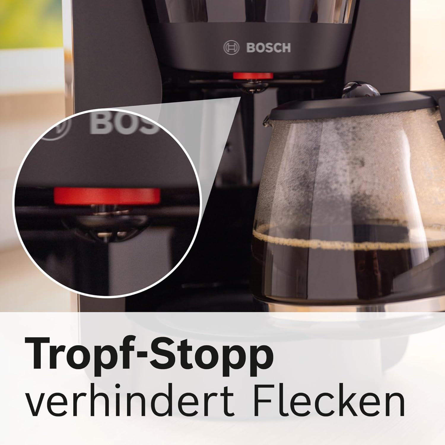 Bosch Filterkaffeemaschine MyMoment TKA3M134, Thermokanne 1 L, für 8-12 Tassen, Tropfstopp, schwenkbarer Filtertrger, Entkalkungsprogramm, abnehmbarer Wassertank, 1200 Watt, Schwarz matt