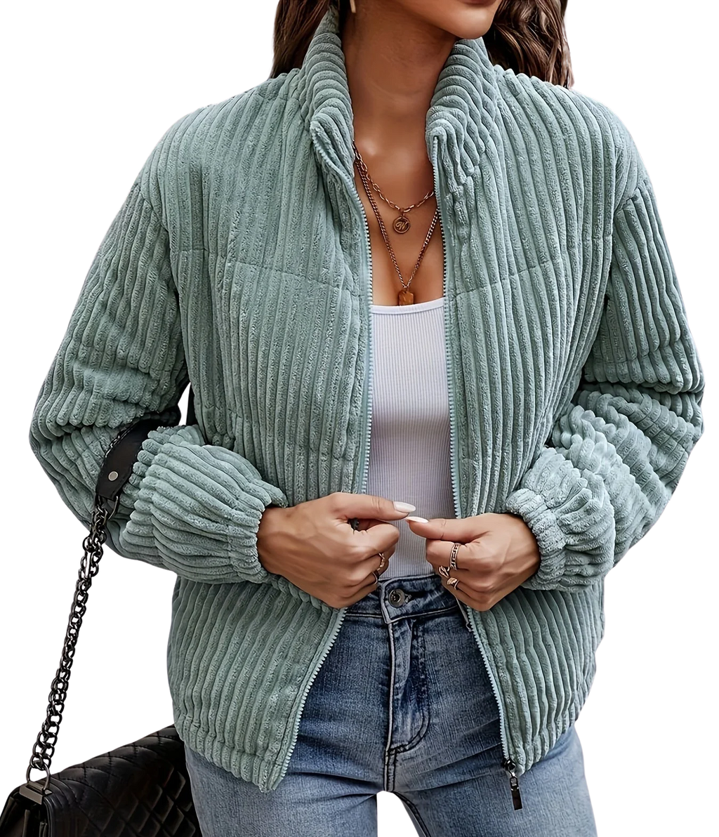 Elegante, flauschige Cordjacke für Frauen