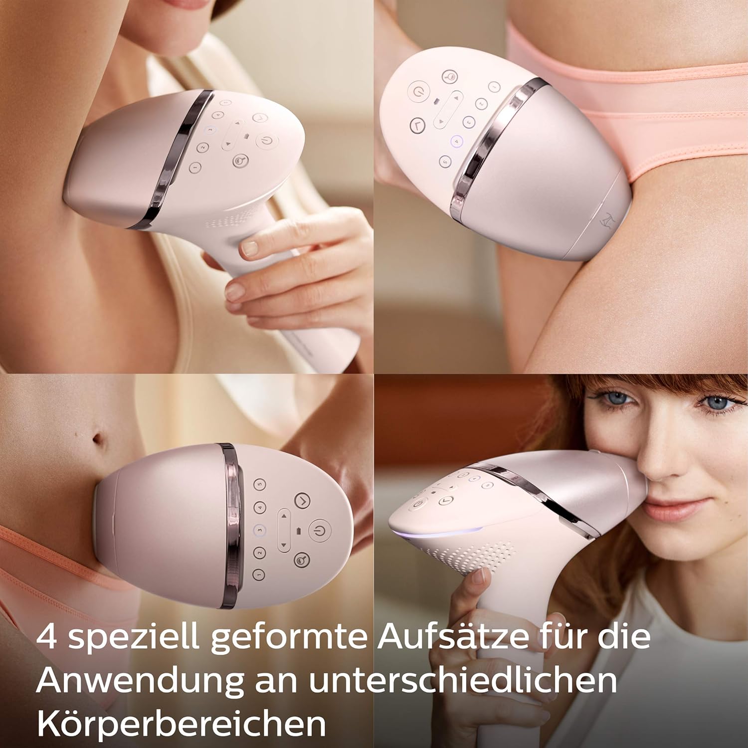 Philips Lumea IPL Serie 9000 – Epilatore a luce pulsata con tecnologia SenseIQ, 4 accessori per corpo, viso, zona bikini e ascelle, senza filo (modello BRI957/00)