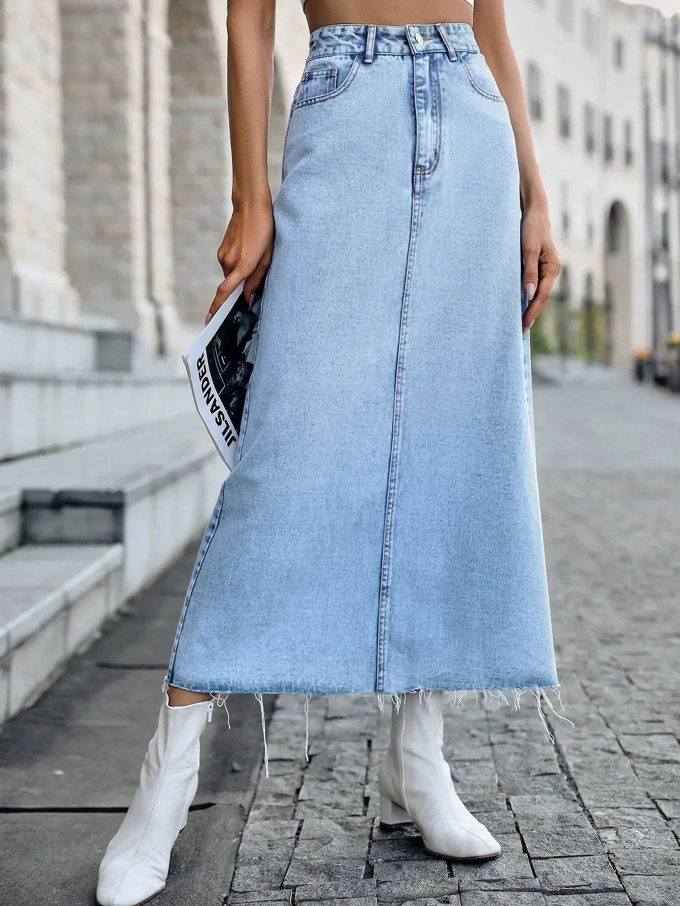 Kaitlyn - Elegante gonna lunga in denim