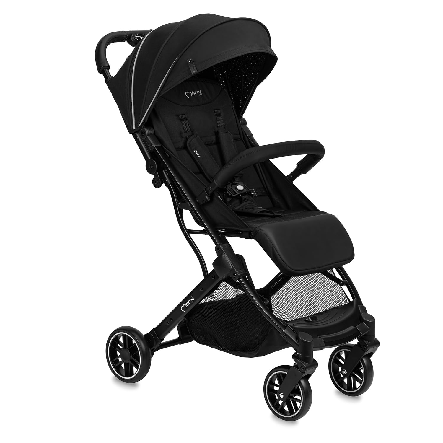 MOMI ESTELLE Kinderwagen für Kinder ab 6 Monat bis zu max körpergewicht von 15 kg, klappbar auf die Maße 65 x 51 x 21 cm, gewicht 7,5 kg, 5-Punkt-Sicherheitsgurt, koffer, grau-gold, Räder 6''/6,5''