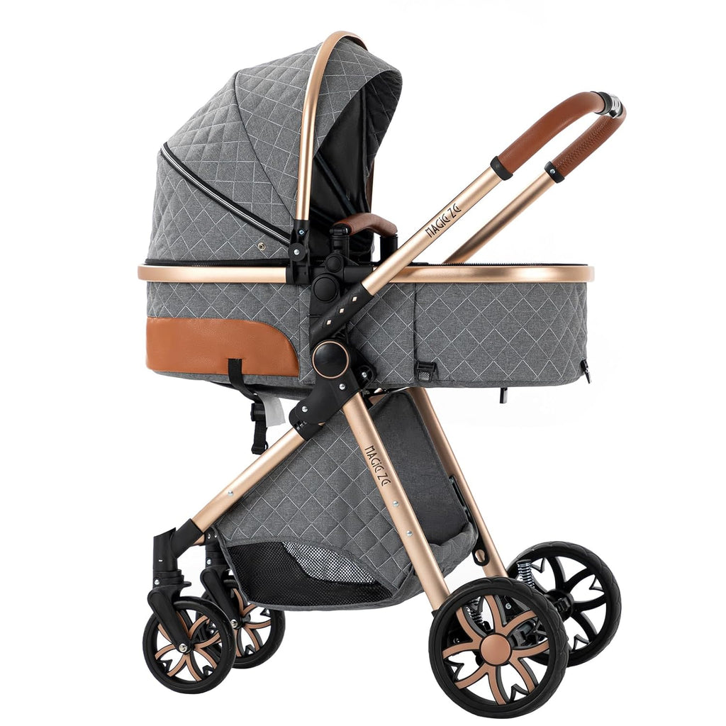 Sianldcone Passeggino 3 in 1, Set Passeggino con Tessuti di Alta Qualità, Sistemi di Viaggio con Spinta Reversibile, Passeggino Combinato a Vista Aperta Set Completo 3 in 1 (V9 Cachi)