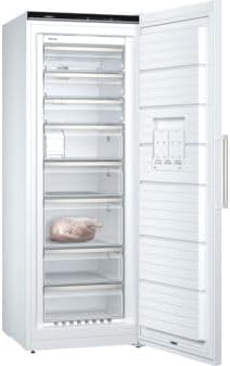Siemens GS54NAWCV iQ500 Congelatore verticale, 176 x 70 cm, 327 L, NoFrost mai più sbrinamento, bigBox spazio per alimenti di grandi dimensioni, varioZone ripiani e cassetti flessibili in vetro, Bianco