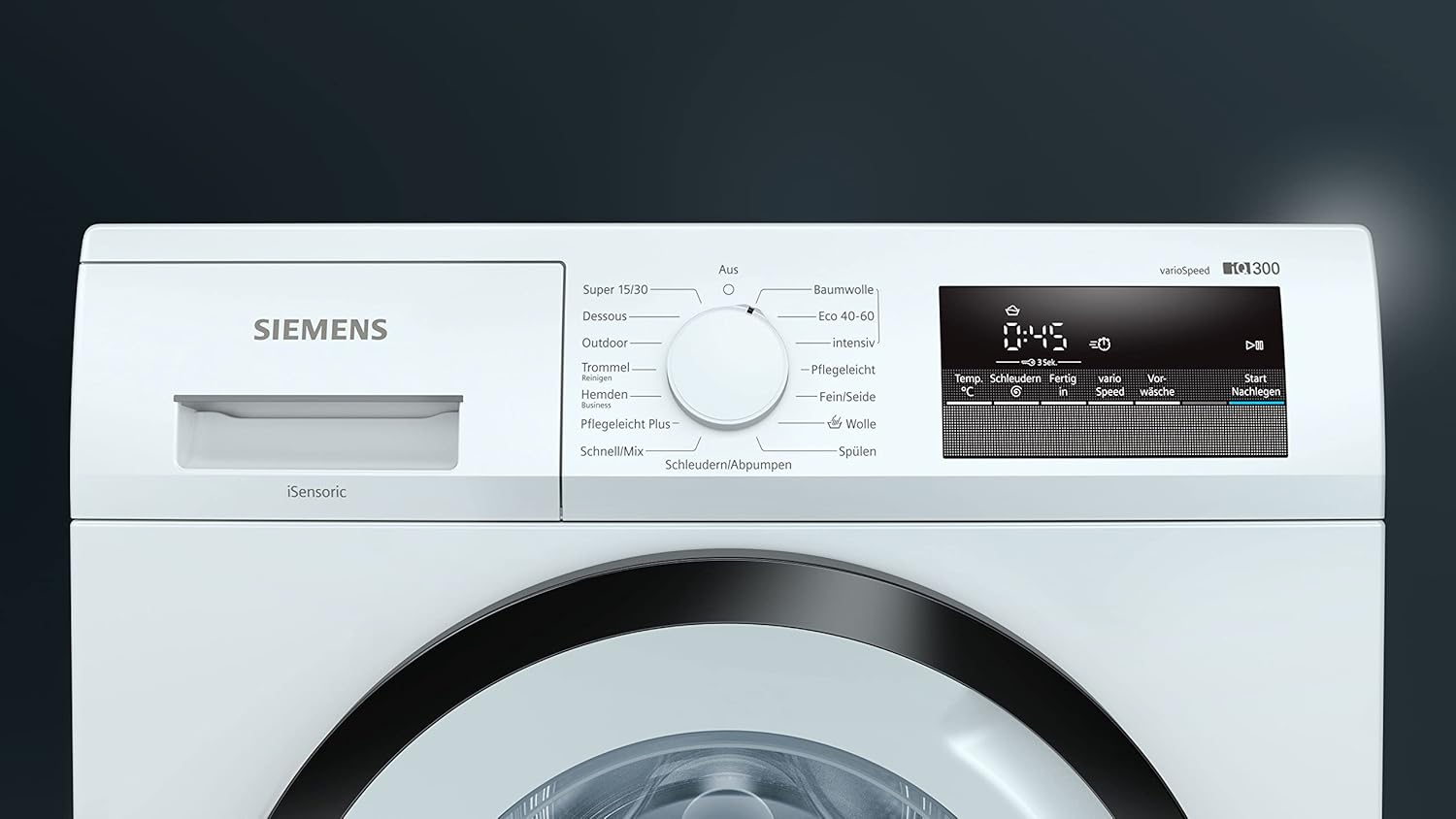 Siemens WM14N122 iQ300 Lavatrice / 7kg / D / 1400 giri/min / Programma Outdoor / Funzione varioSpeed / Funzione aggiungi bucato, Bianco/Nero