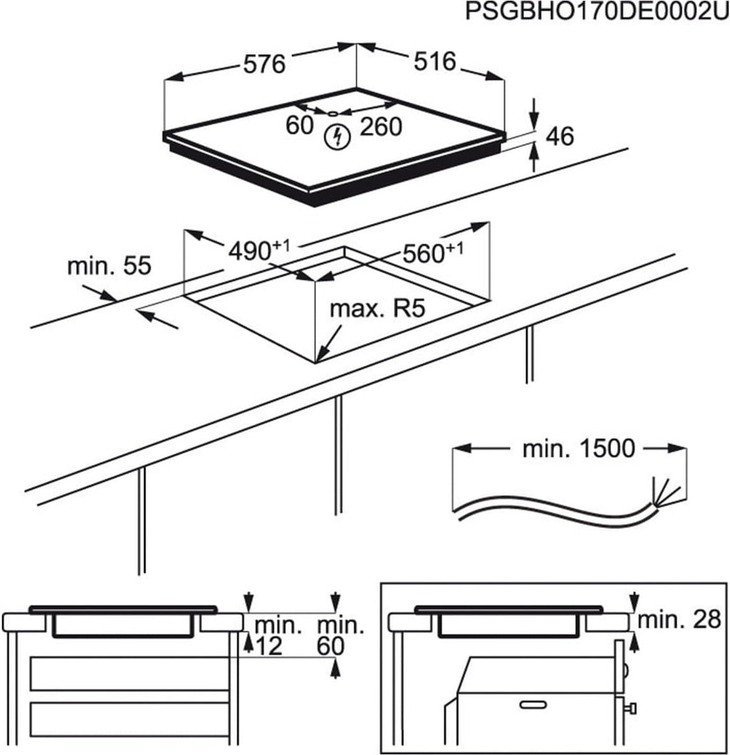 AEG IKB64431XB Piano cottura a induzione autonomo / Hob²Hood / Comandi Slider / 60 cm / Cornice in acciaio inossidabile / 4 zone di cottura / Funzione Power / Sicurezza bambini