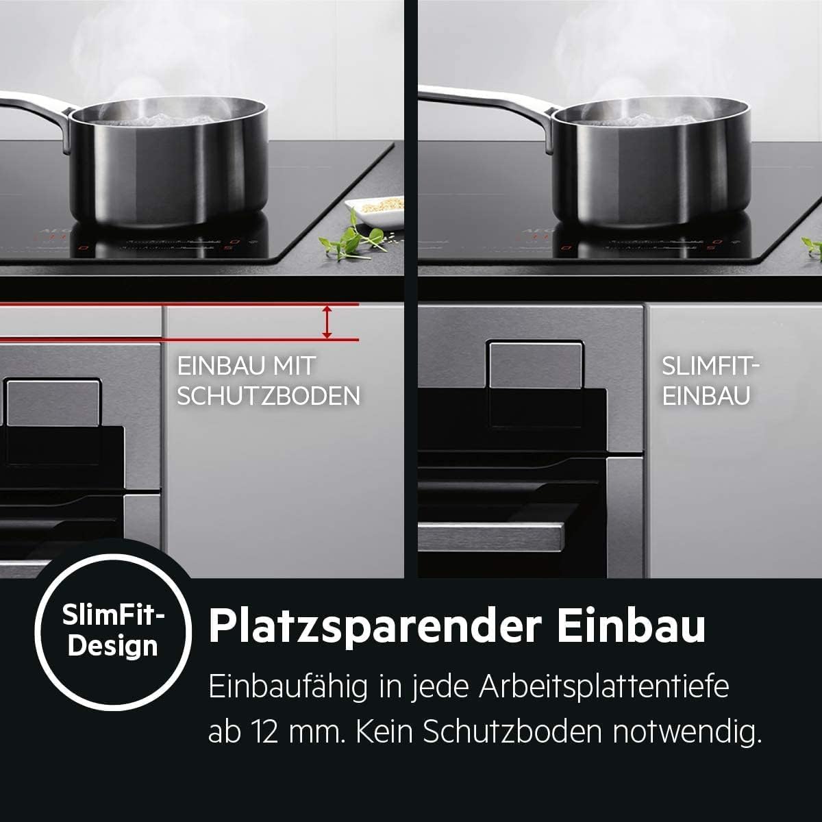 AEG piano cottura a induzione autonomo 80cm con cappa integrata / Prodotto in Germania / 4 zone cottura Flexi con funzione Bridge (combinazione di 2 zone) / Funzione automatica della cappa / Filtro a carbone attivo / COLI84COXB