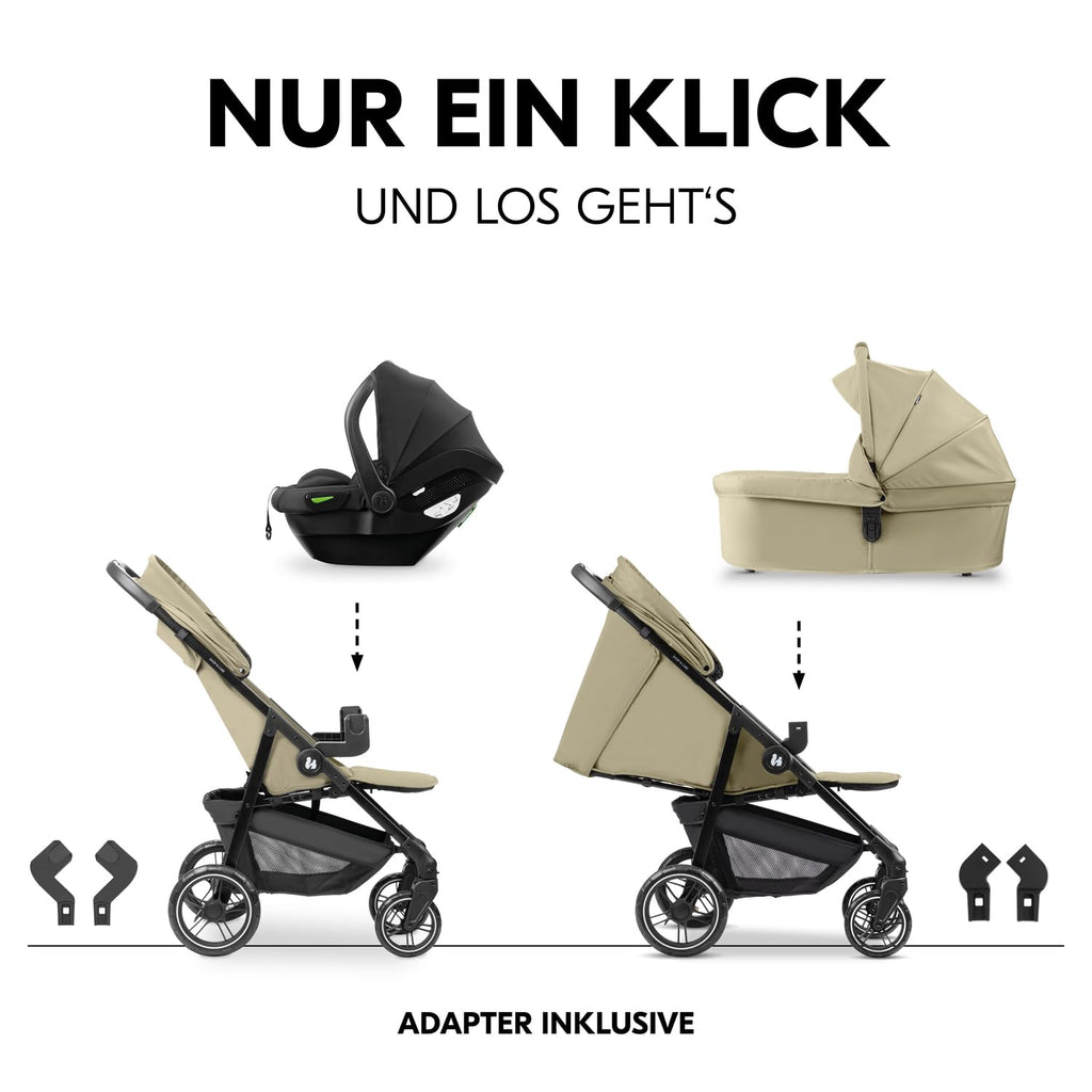 hauck Set Trio 3in1 Shop N Care con Passeggino, Navicella, Seggiolino Auto dalla nascita fino a 22 kg, Chiusura Compatta, Reclinabile, Portabicchieri & Vassoio, Protezione UV 50+ (Grey)