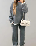 bergroer Strickpullover mit Rundhalsausschnitt kombiniert mit einer Hose mit weitem Bein - 2-teiliges Set - Lozenda