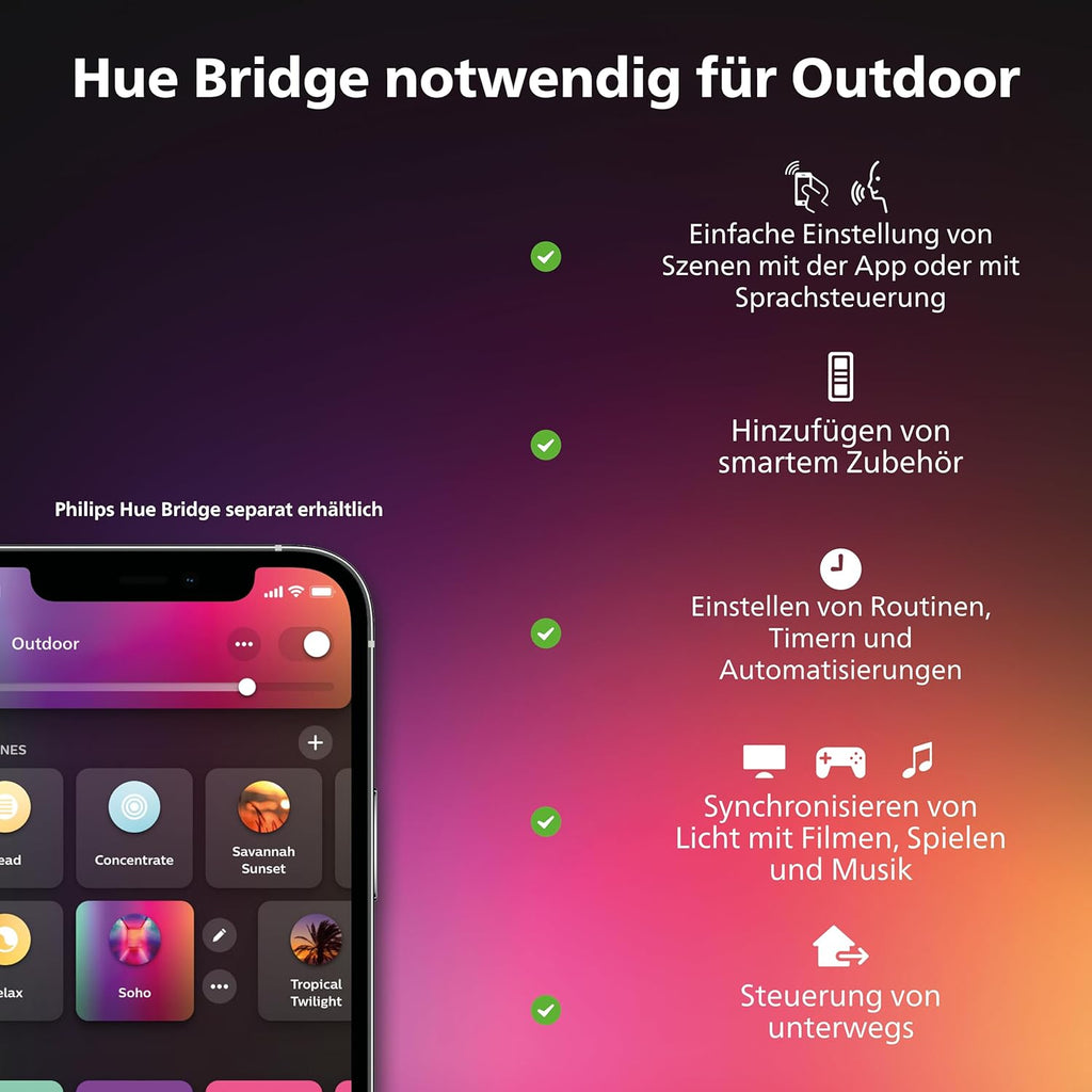 Philips Hue White & Color Ambiance Lily Gartenspot [solo estensione], richiede Hue Bridge + kit base (venduti separatamente), compatibile con Alexa, Google Assistant e Apple Homekit