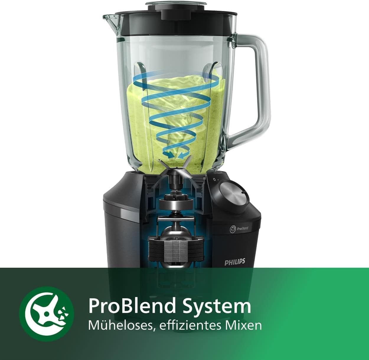 Frullatore Philips Serie 5000 - 1000 W. Capacità massima 2 l. Tecnologia ProBlend Plus. Parti lavabili in lavastoviglie. Nero (HR3020/20)