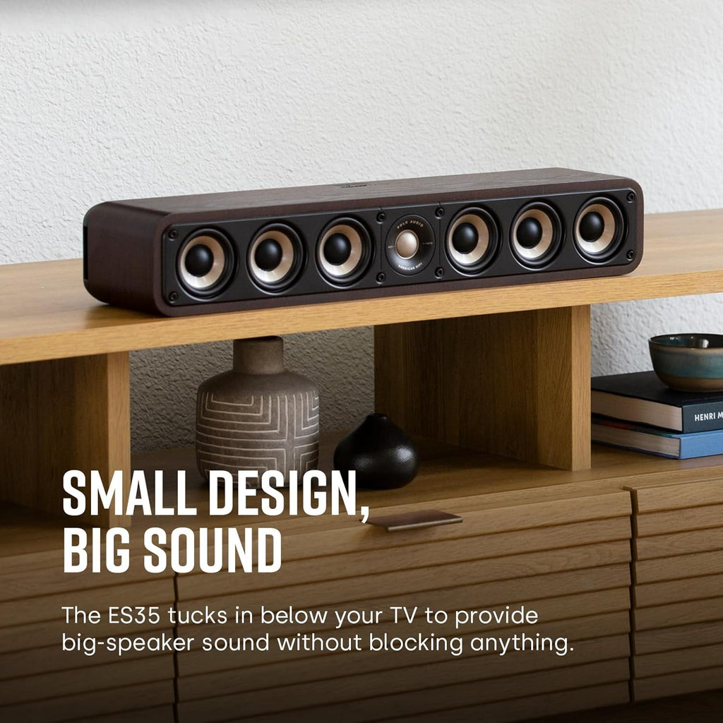 Polk Audio SIGS35CELWT Signature Elite ES35 Altoparlante centrale, altoparlante centrale sottile ad alta risoluzione, certificato Hi-Res, compatibile con Dolby Atmos e DTS:X, bianco