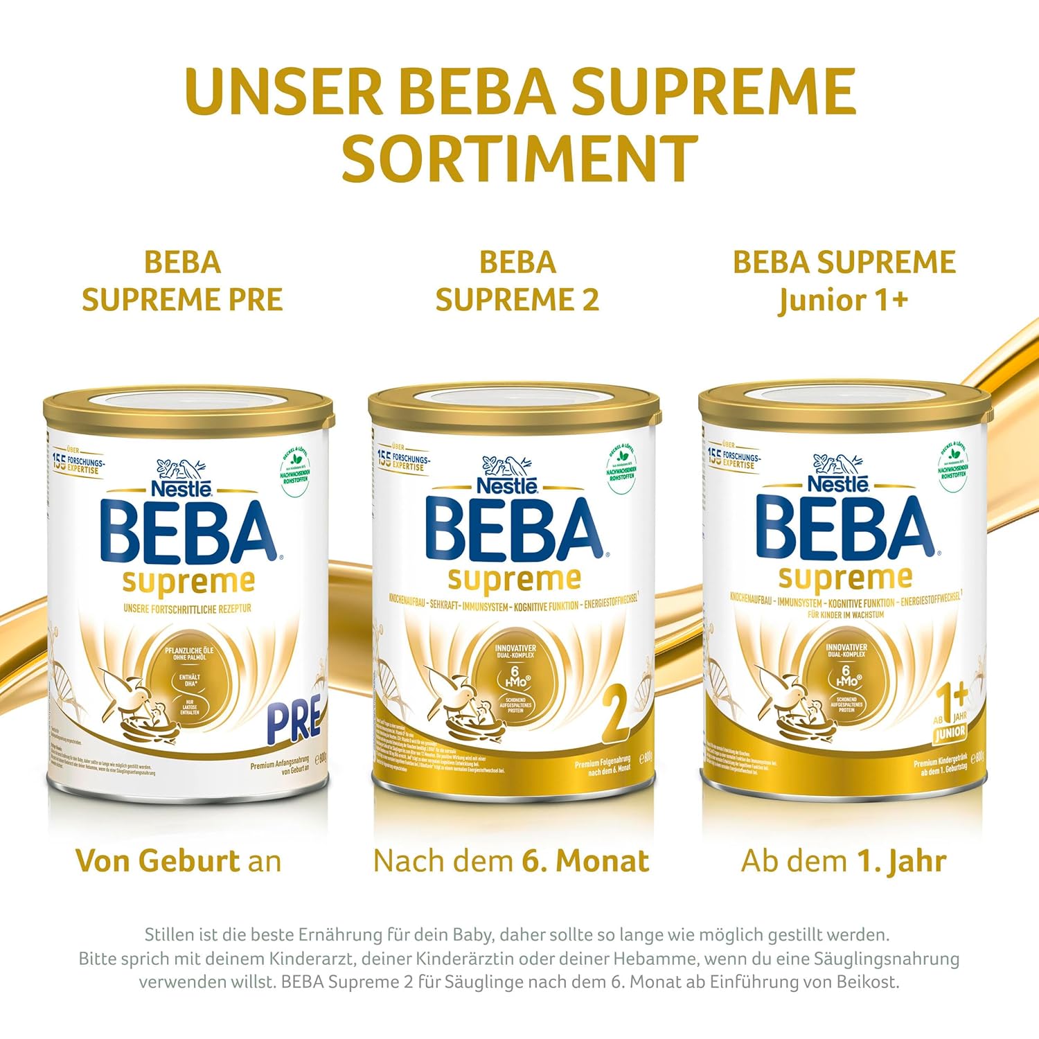 BEBA SUPREME 2 Folgemilch nach dem 6. Monat, Babynahrung mit 6 HMO Komplex, nur Laktose, ohne Palmöl, 6er Pack (12 x 800g)