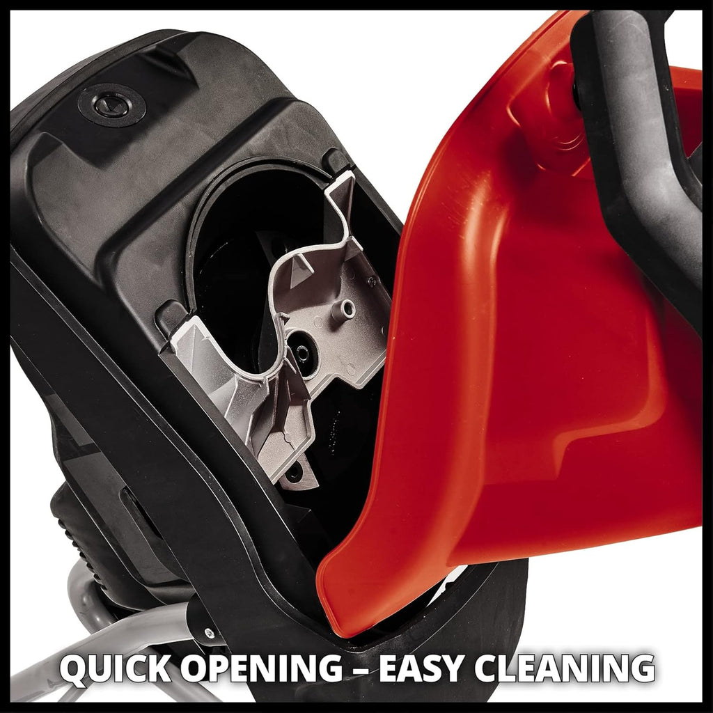 Trituratore elettrico a lama Einhell GC-KS 2540 (2 lame reversibili in acciaio speciale, ampia apertura a imbuto, interruttore di protezione motore, sacco di raccolta, maniglia di trasporto inclusa pressa), rosso