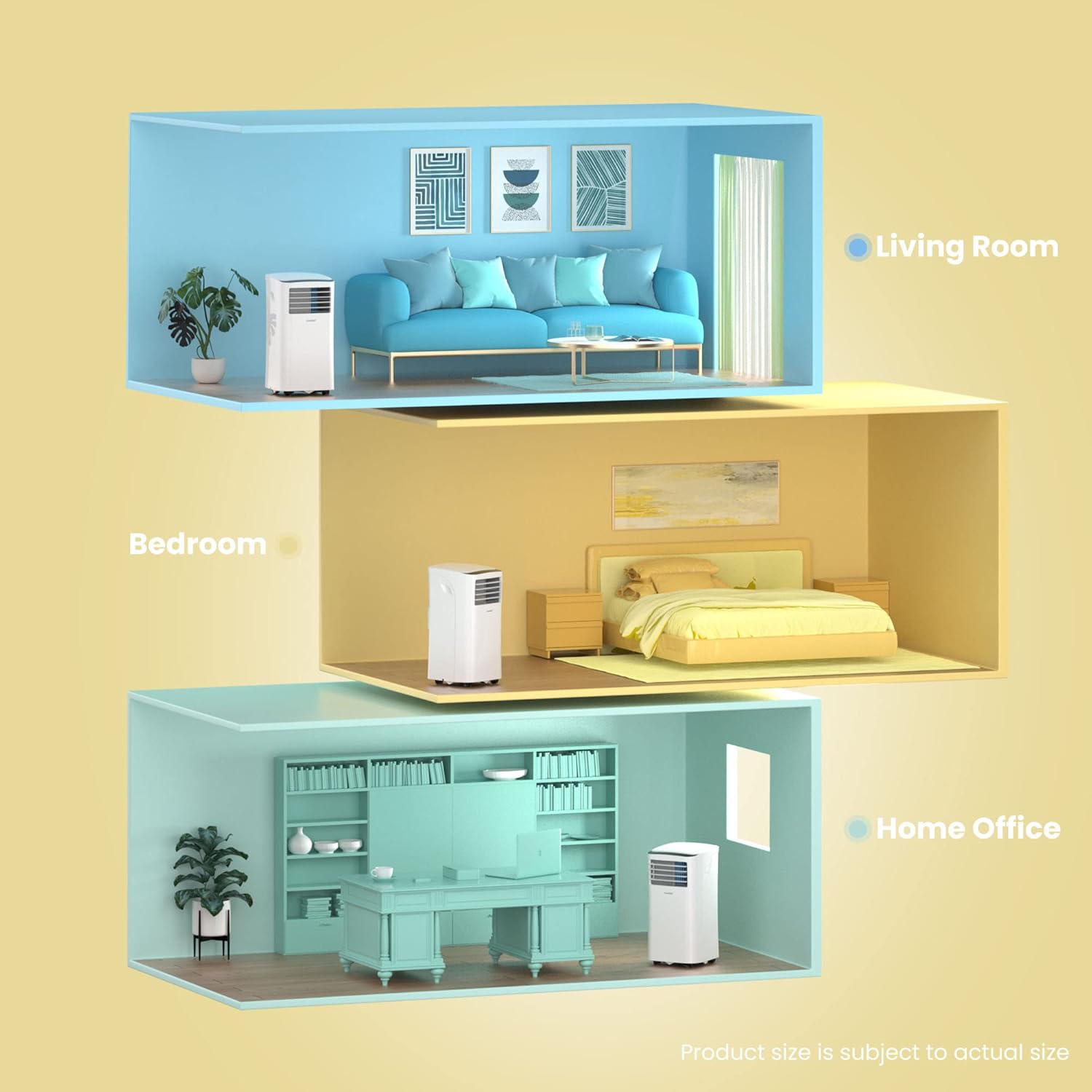 Comfee Condizionatore Portatile Easy Cool 2.0, 7000 BTU 2,0kW, Raffreddamento&Ventilazione&Deumidificazione, Adatto per Ambienti fino a 68m³(25㎡), Controllo tramite APP/Alexa/Google Home/IFTTT, Climatizzatore Portatile con Tubo di Scarico