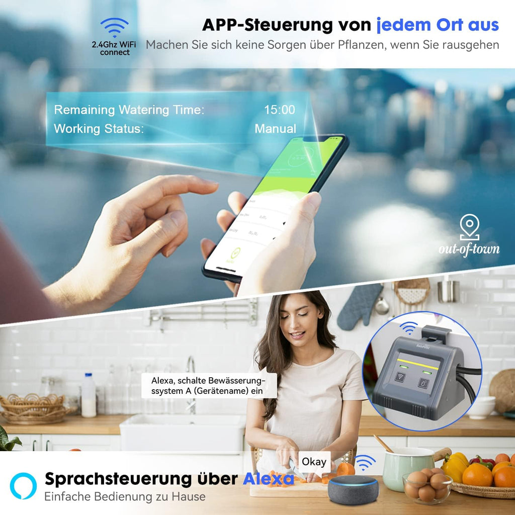 RAINPOINT WiFi Automatisches Bewsserungssystem für Zimmerpflanzen,DIY-Tropfbewsserungsset Fernsteuerung des automatischen/manuellen/verzgerten Bewsserungsmodus über APP