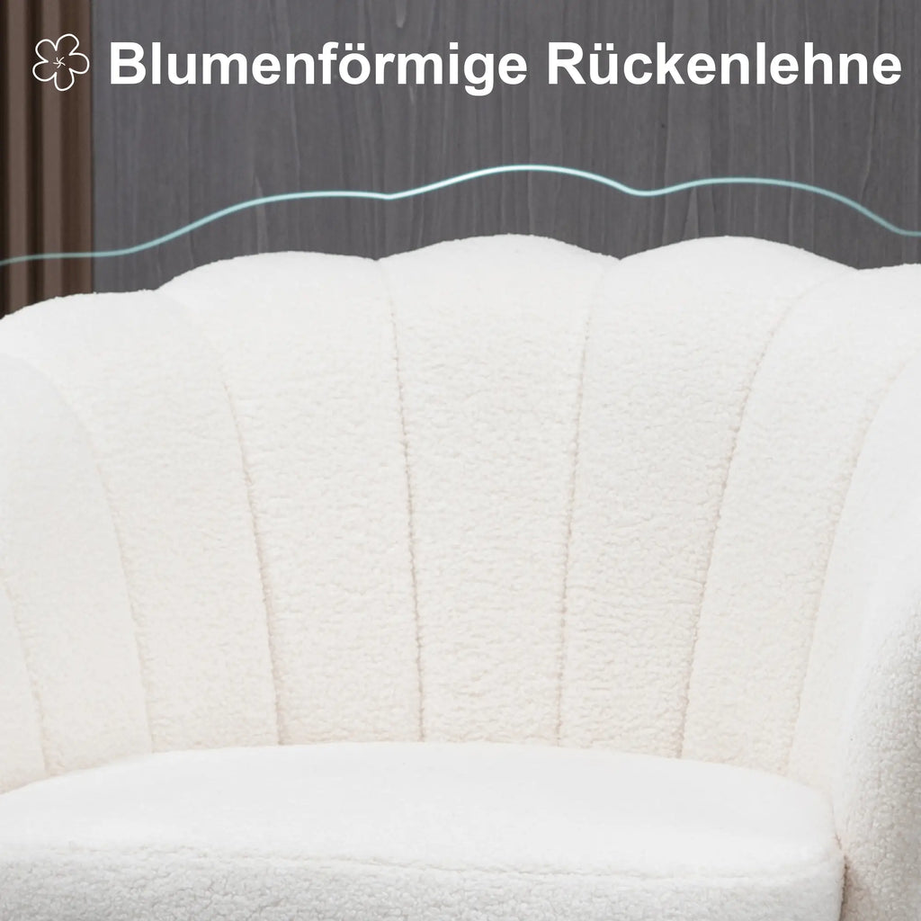 HOMCOM Polstersessel Muschelform Fleeceoptik Weiß Eleganter Komfort