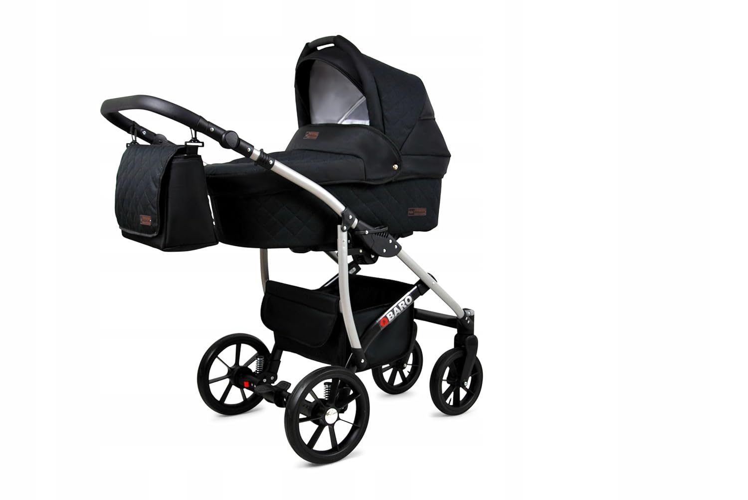 BabyLux® Bambimo Kinderwagen Set 3 in 1 - Qbaro - incl. Babywanne, Buggy Sportsitz, Auto-Babyschale - Autositz - Kinderwagenset - Kombikinderwagen mit Wickeltasche, Regenschutz usw.