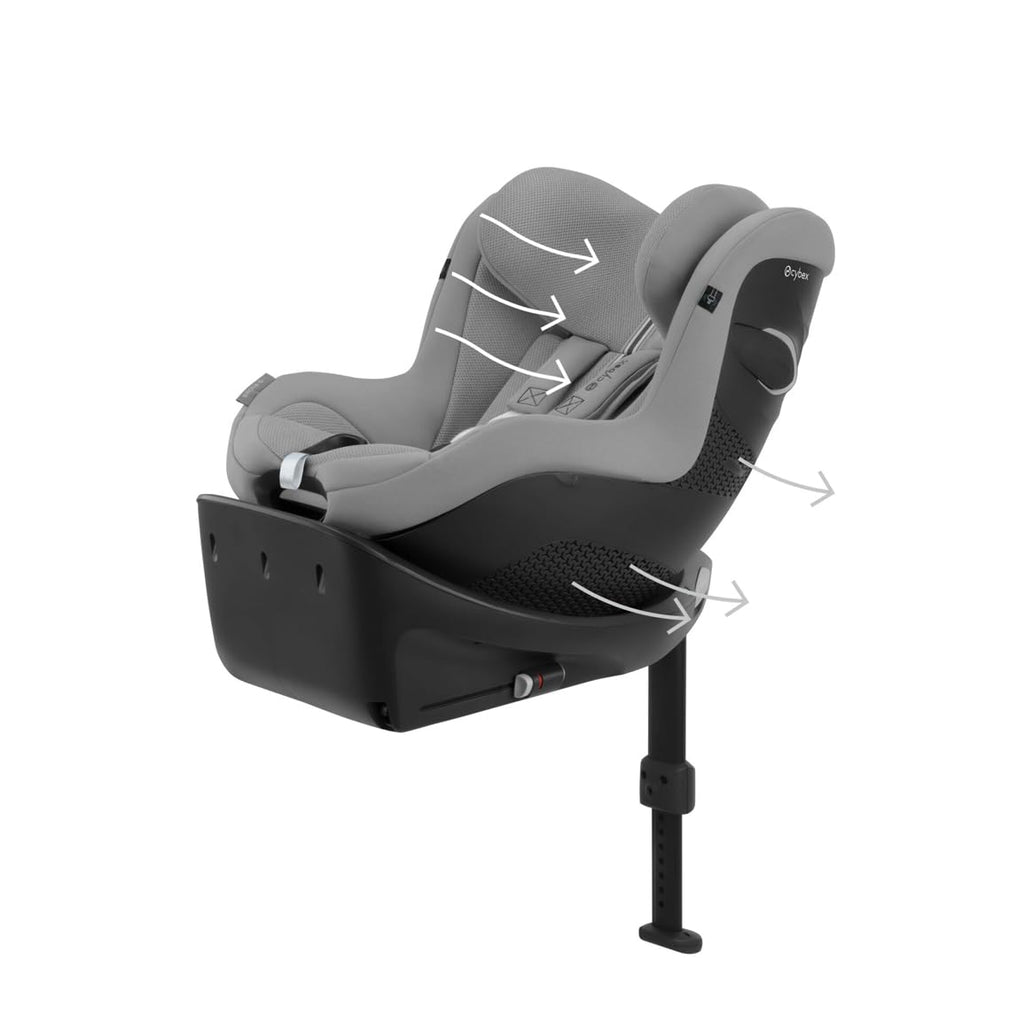Seggiolino auto CYBEX Gold Sirona Gi i-Size Plus con base, Da 3 mesi a 4 anni circa (Dalla nascita con inserto per neonati), Max. 20 kg, 61-105 cm (Da 40 cm con inserto per neonati), Stormy Blue