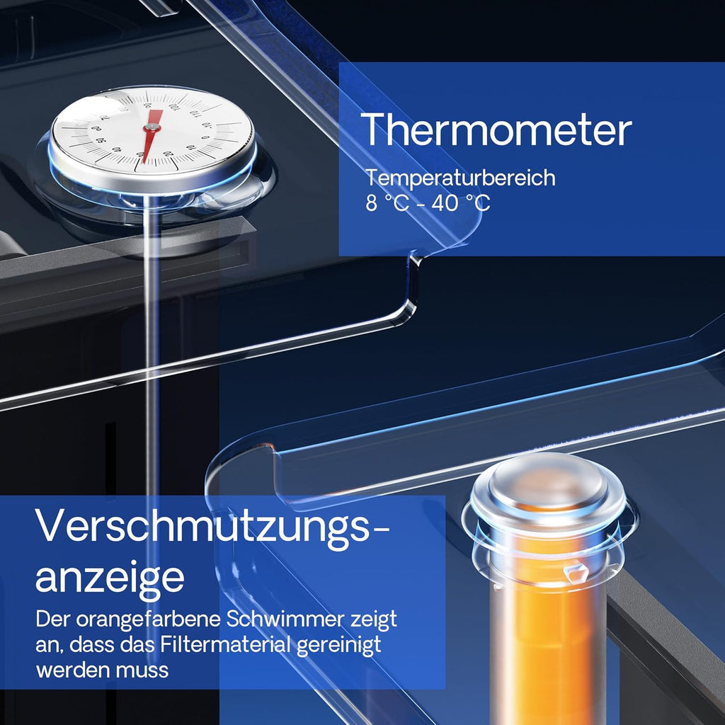 SunSun CBF-200T Bioteichfilter Komplettset mit 9W UVC Klärer, Teichpumpe 2300 l/h 35W, Thermometer und Filtermedien, Filteranlage Bio Teichfilter