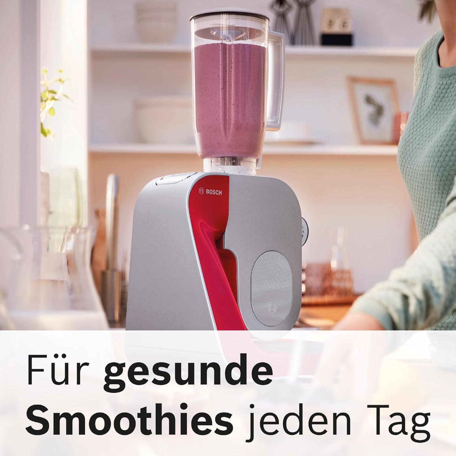Bosch Robot da cucina Serie 4 MUM58720, ciotola in acciaio inox 3,9 L, frullatore 1,25 L, movimento planetario, gancio impastatore, frusta, frusta, tritacarne continuo, 3 dischi, 1000 W, rosso scuro/argento