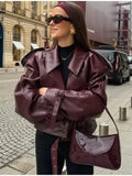 Giacca Oversize in Pelle Borgogna - Elegante e Audace