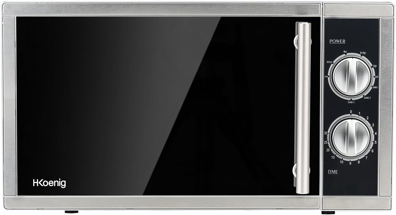 H.Koenig Microonde e Grill 2 in 1 VIO9, 25L, Piatto Girevole 27cm, 10 Livelli di Cottura fino a 1000W, Scongelamento, Cottura Combinata, Display LCD