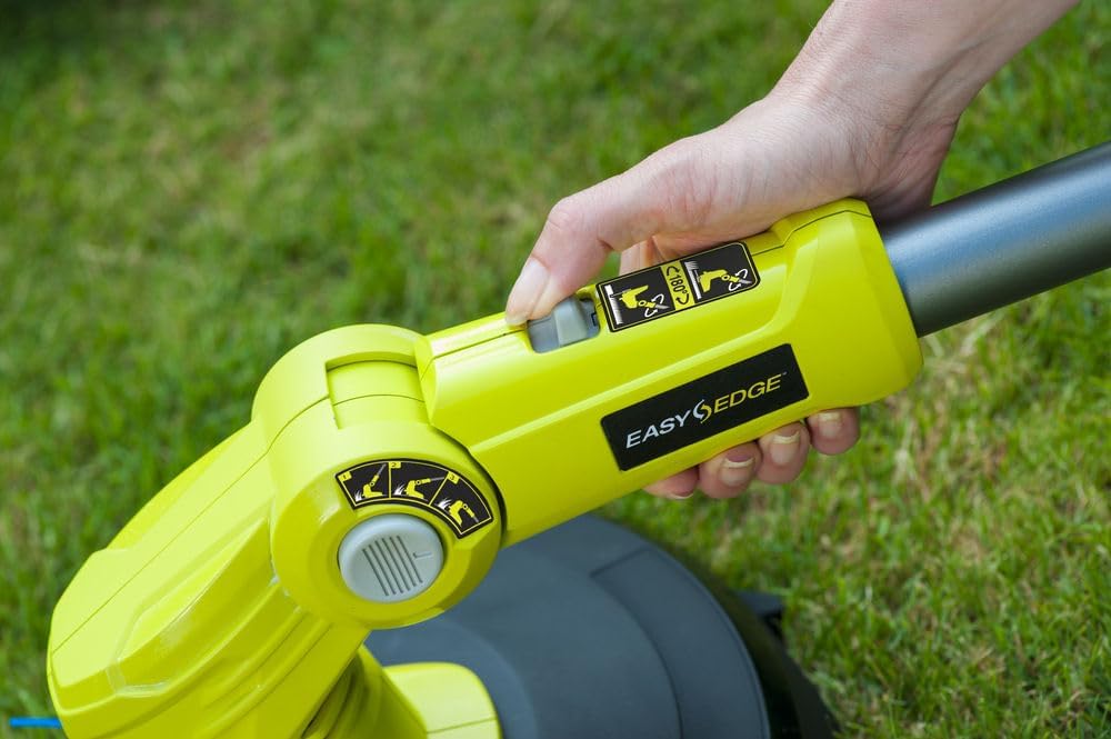 RYOBI 18 V ONE+ Akku-Rasentrimmer mit Radführung RY18LT33A-0 (33 cm Kantenschneidefunktion mit Fußsteuerung, Ø Fadenspule 1 x 1,65 mm, ohne Akku und Ladegerät)
