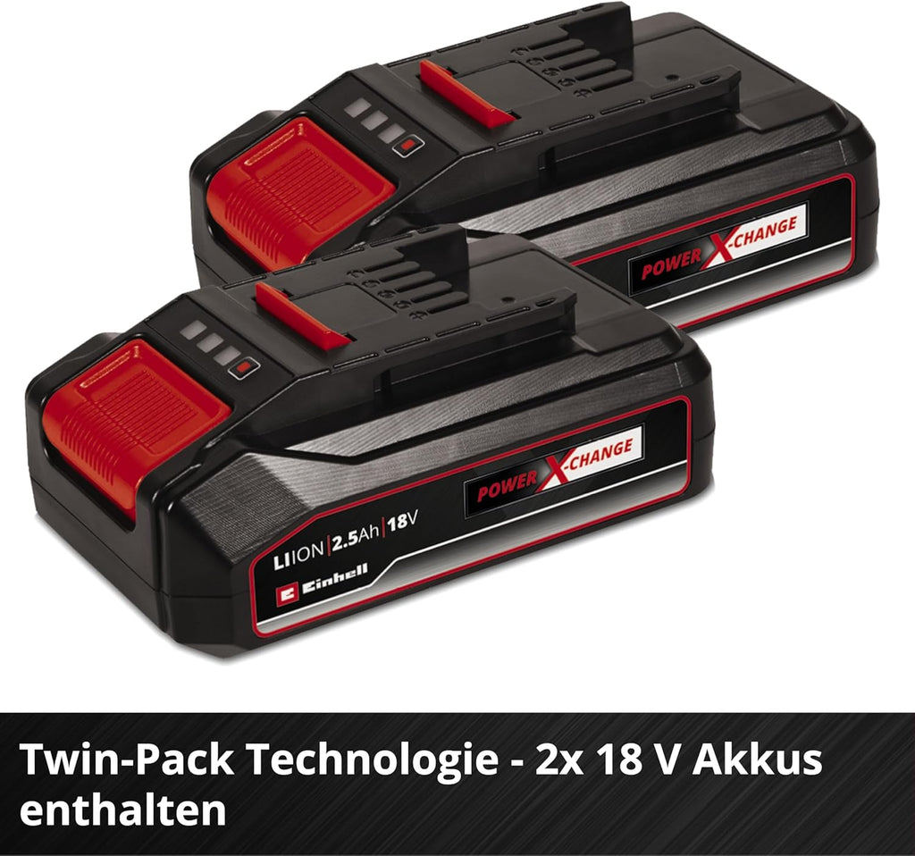 Einhell Tosaerba a batteria GE-CM 36/33 Li Kit Power X-Change (36 V, larghezza di taglio 33 cm, fino a 250 m², cesto di raccolta 30 L, altezza di taglio 25-65 mm, include 2 batterie da 2,5 Ah + 2 caricabatterie)
