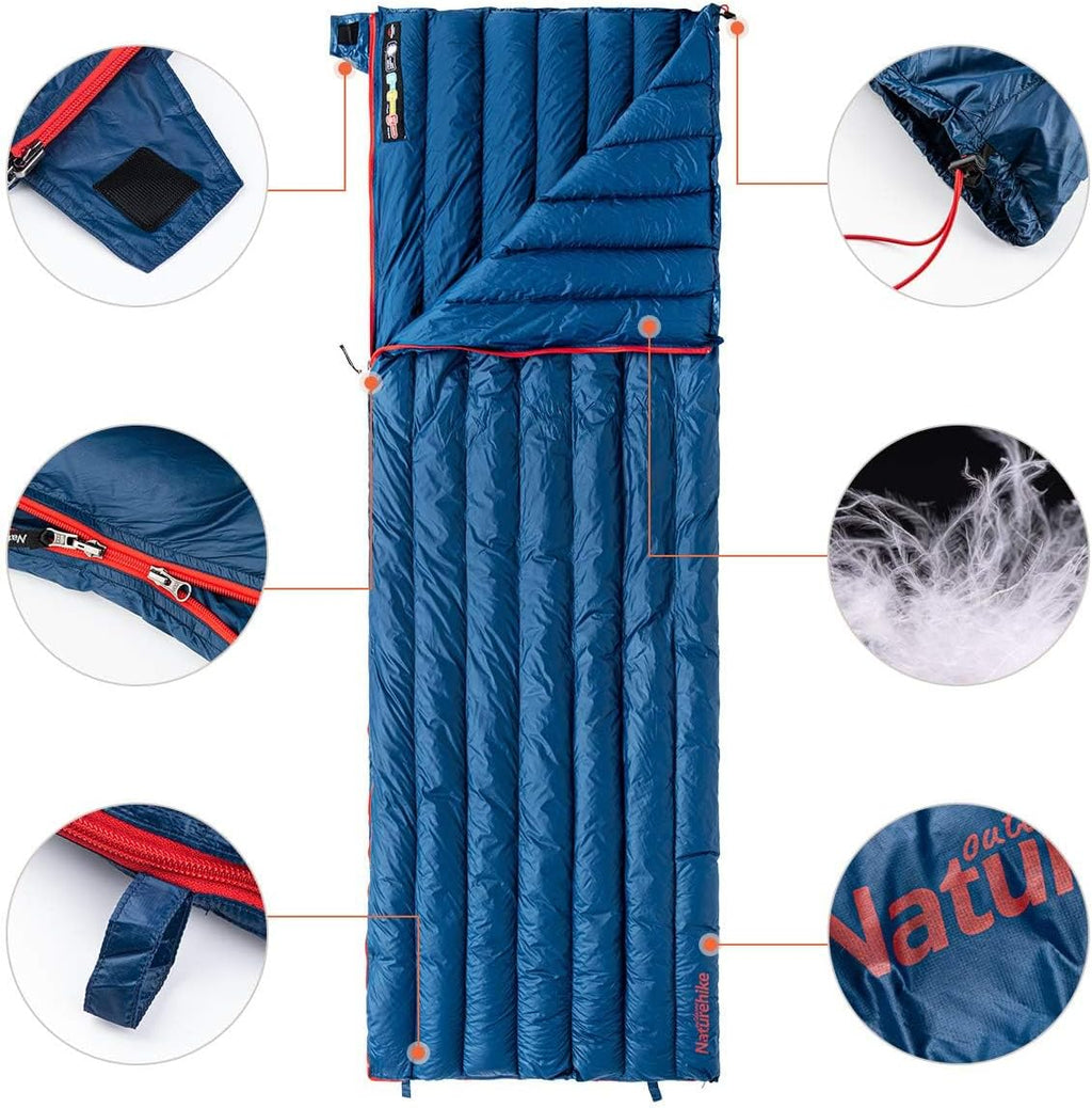 Naturehike Schlafsäcke Ultraleicht 800FP Rechteckige Schlafsäcke Wasserabweisend Schlafsack für Outdoor, Camping, Wandern, Reisen