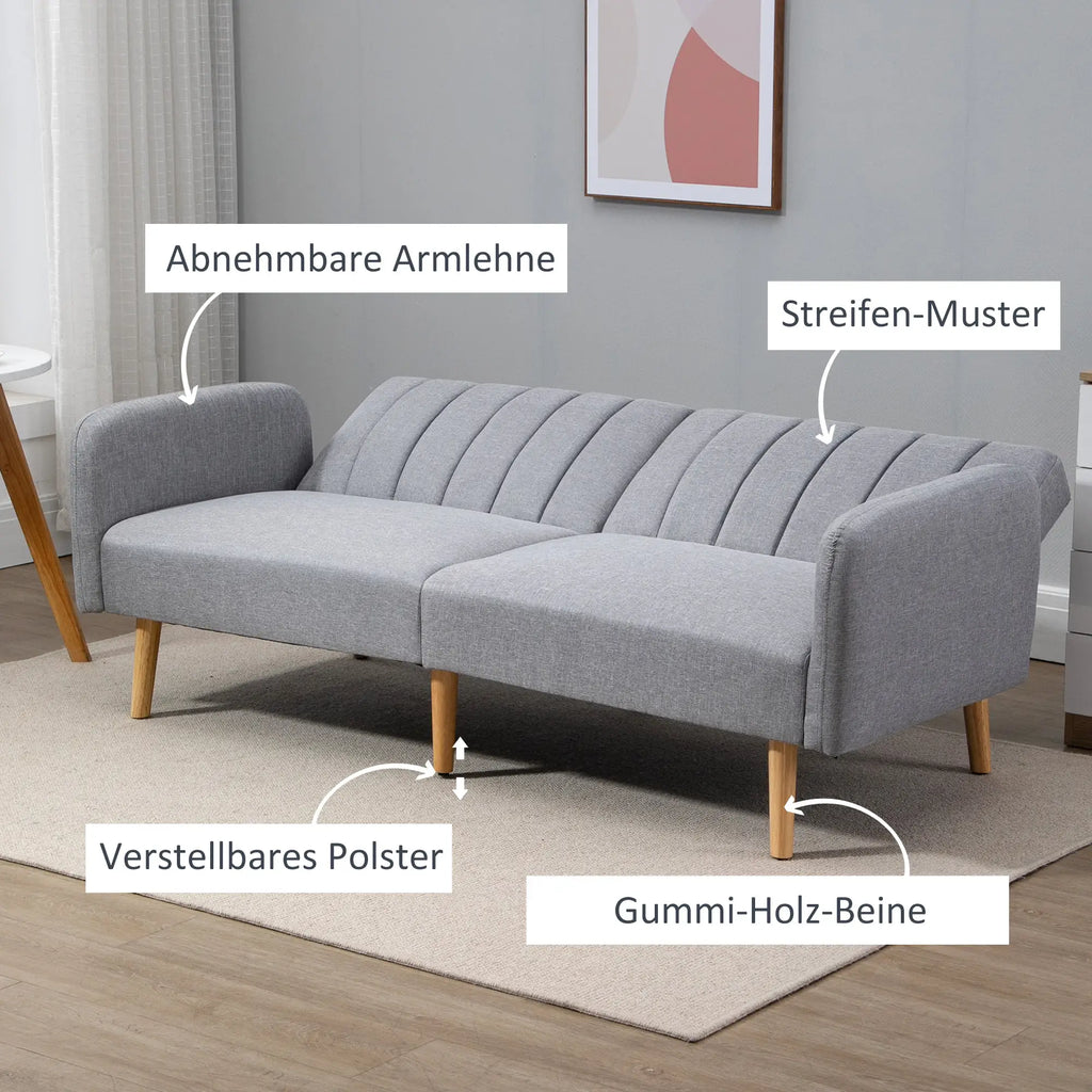 HOMCOM Schlafsofa 2-Sitzer verstellbare Rückenlehne Gästezimmer hellgrau