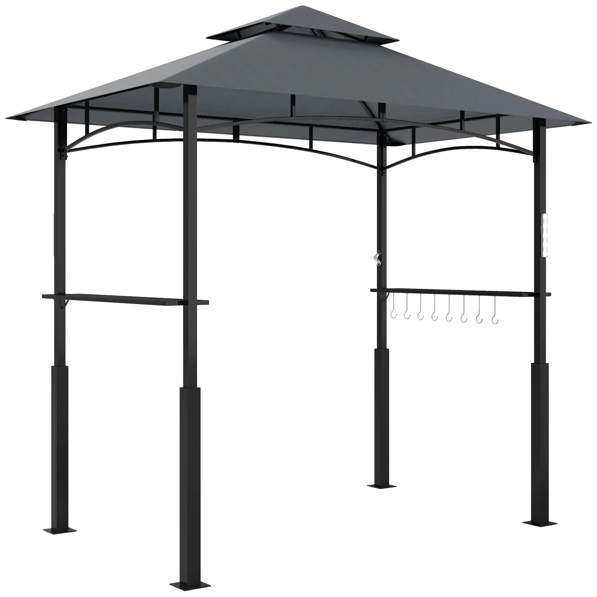 Outsunny Grillpavillon doppelschichtiges Vordach LED-Licht