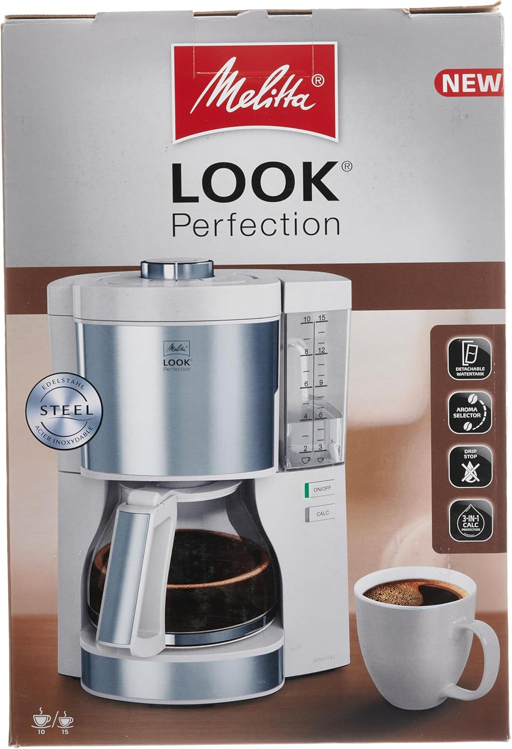 Melitta Look Perfection - Macchina da caffè con filtro - con caraffa termica - sistema antigoccia - 10 tazze - Nera (1025-16)