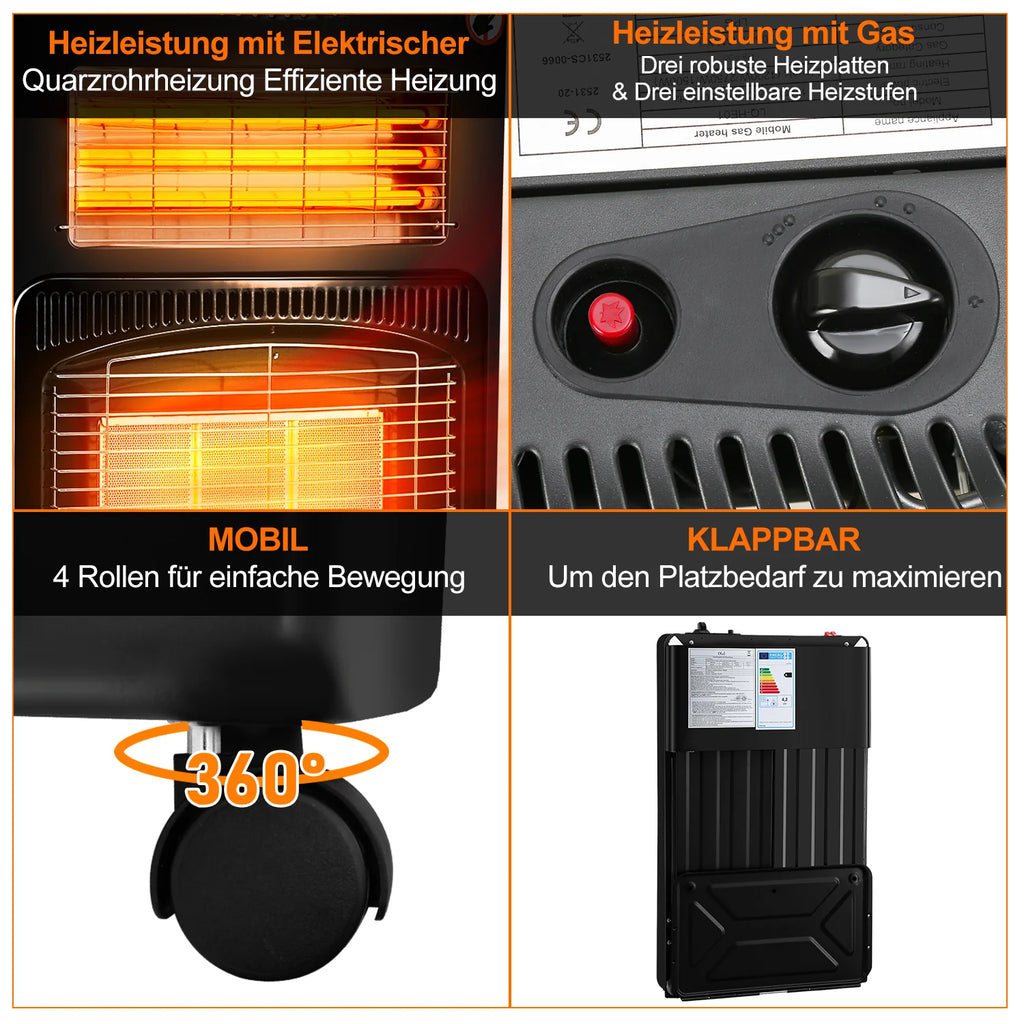 Sonnewelt Stufa a gas 4200W e riscaldatore elettrico a gas 1260W con regolatore di pressione