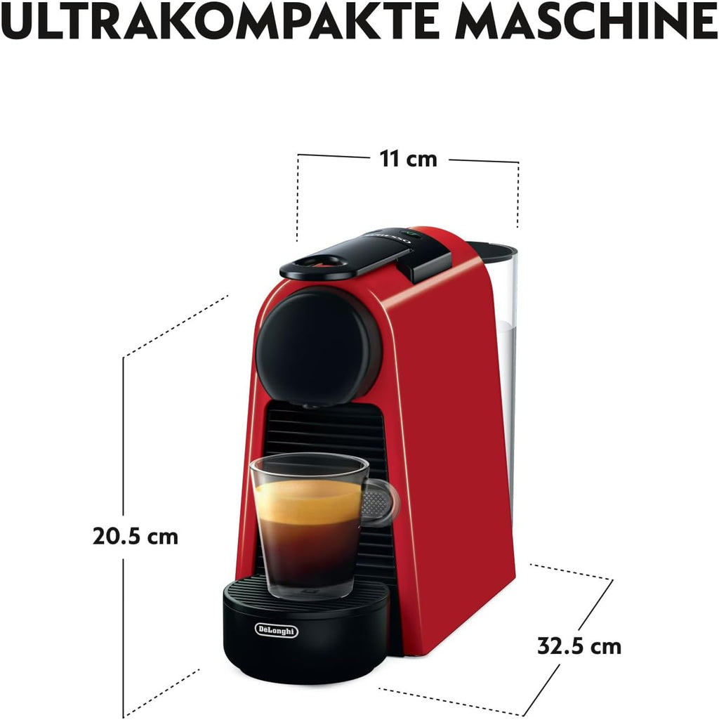 Nespresso De'Longhi EN 85.B Essenza Mini Macchina da Caffè a Capsule,Welcome Set con Capsule Assortite in Diversi Gusti,Pressione Pompa 19 bar,Design Salvaspazio,1370W,0.6 L,32.5 x 11 x 20.5 cm,Nero