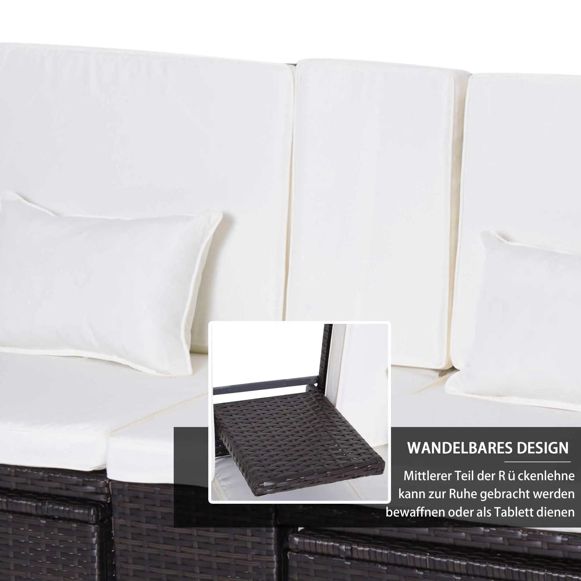 Outsunny Set Divano da Giardino 3 Pezzi in Polyrattan con Poggiapiedi e Cuscini, per Esterno