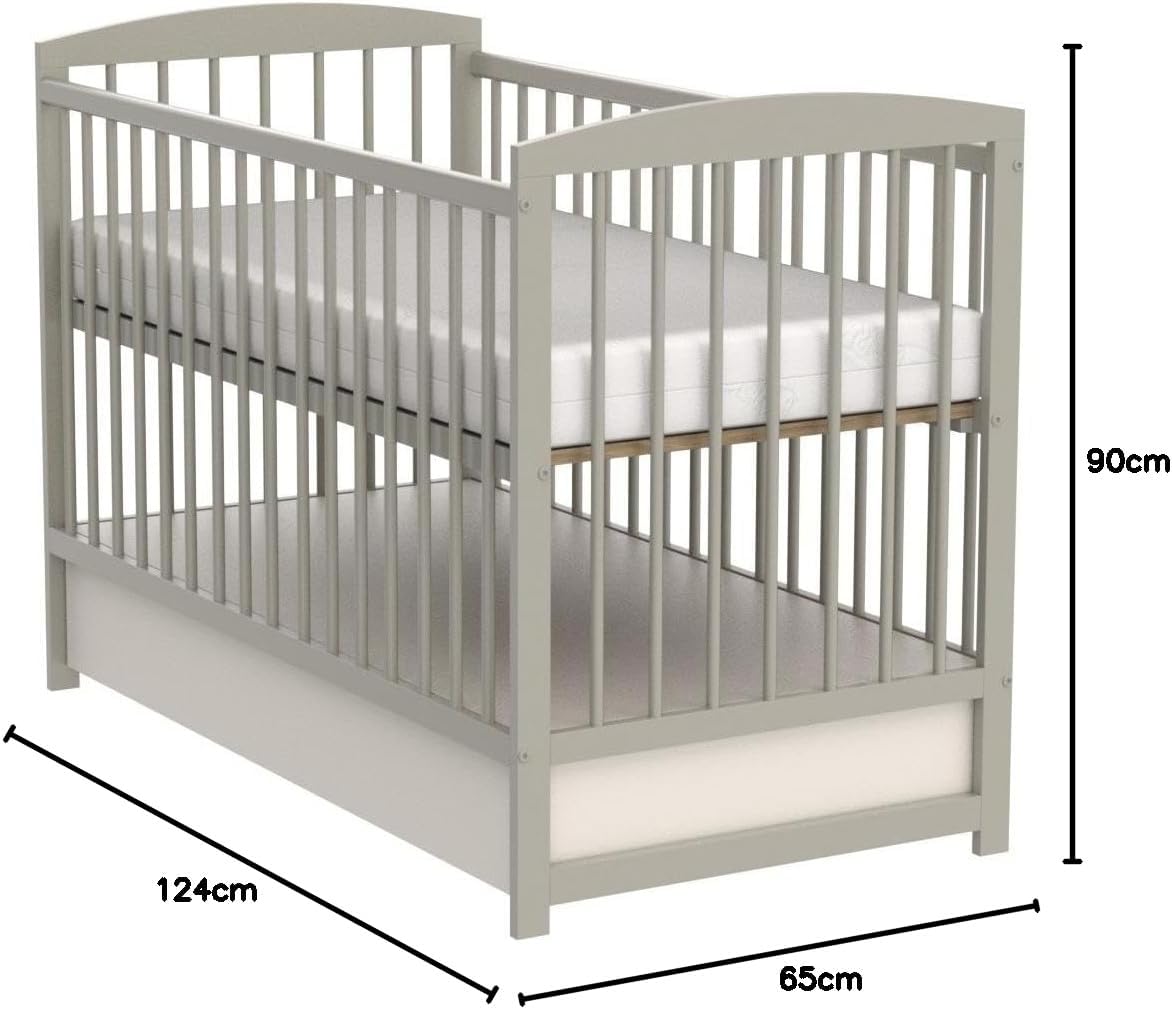 Love For Sleep Babybett Beistellbett 120x60cm mit Schaumstoffmatratze Weiß Jacob Kinderbett Baby Bett Holz - Kinderbett Babybett, Mitwachsend Gitterbett Baby Bed
