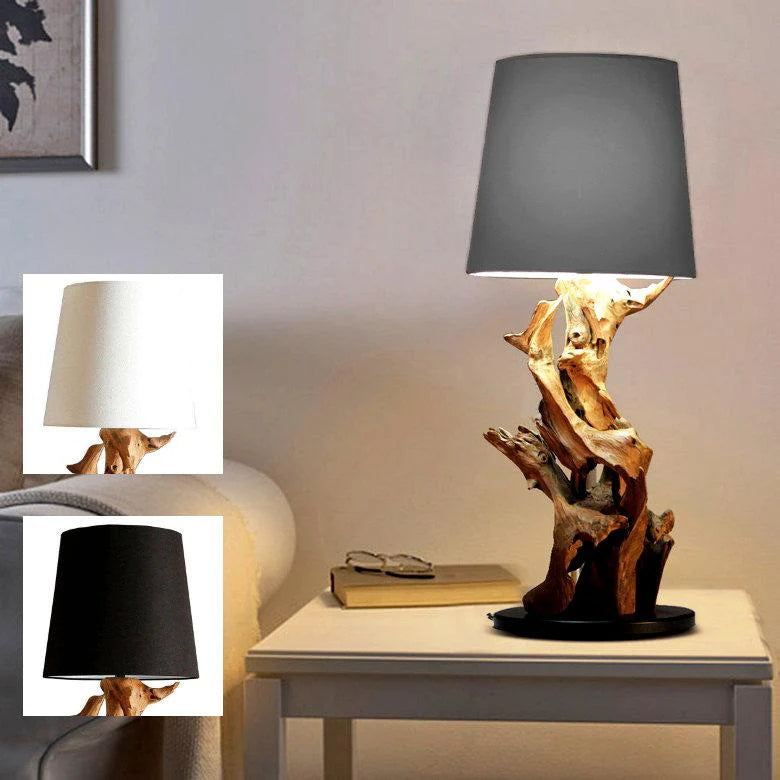 Wurzelholz Tischlampe IKAL Hhe 82 cm inkl. Lampenschirm