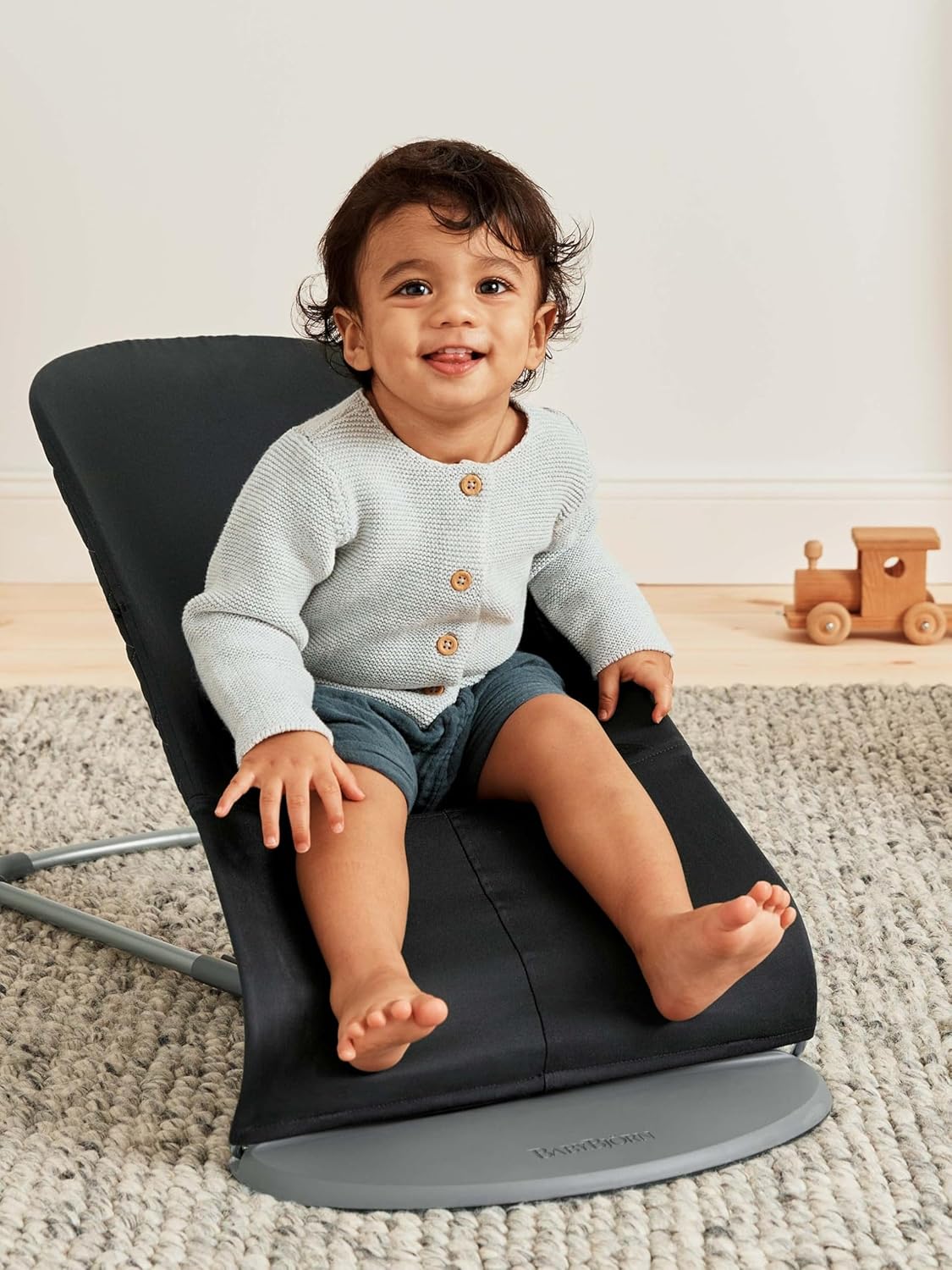 BabyBjörn Sdraietta Bliss, Tessuto, Trapuntatura petalo, Grigio Sabbia