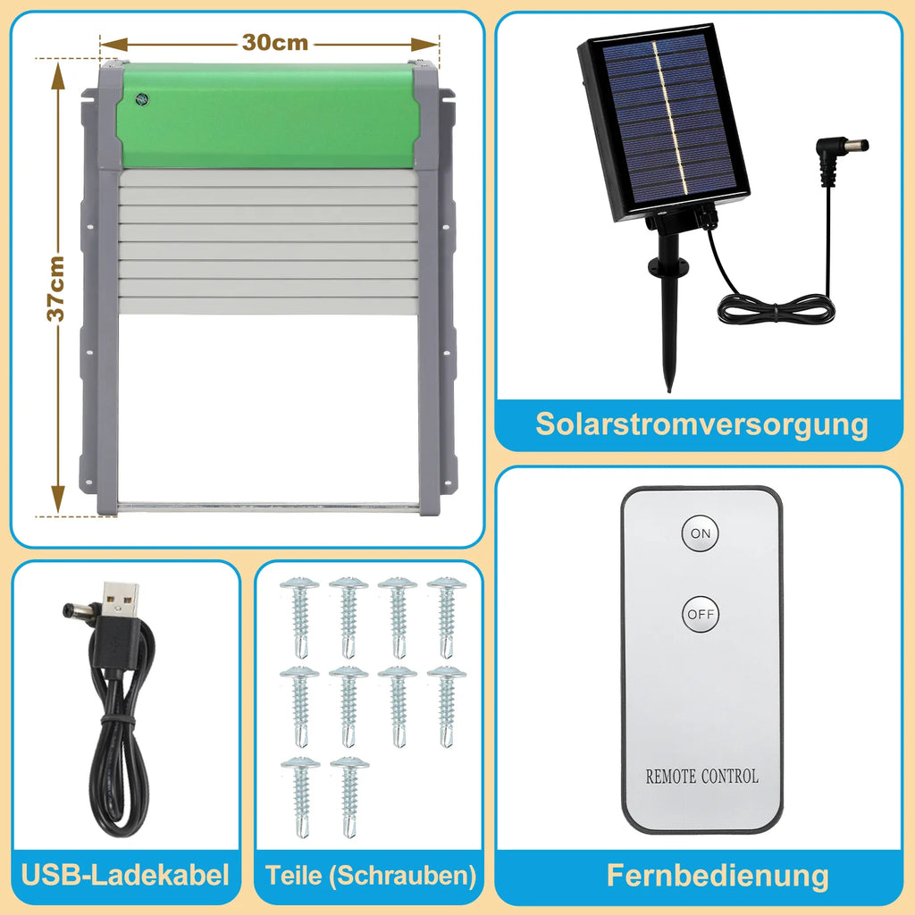 Sonnewelt Sportello Automatico per Pollaio ad Energia Solare con Sensore di Luce e Timer