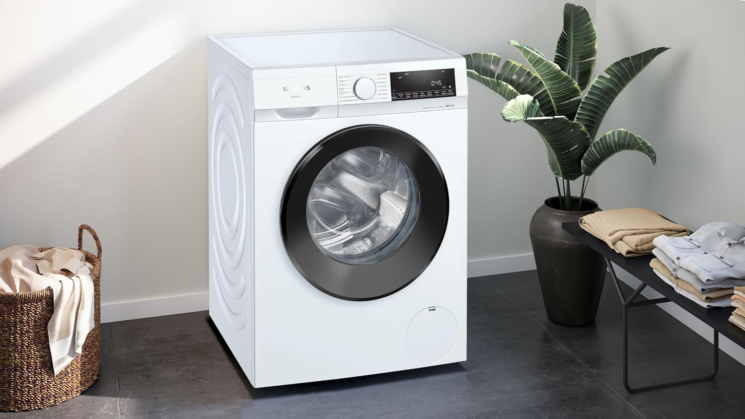 Siemens WG54G106EM iQ500, Waschmaschine 10kg, 1400 U/min, Antiflecken-System, varioSpeed für schneller saubere Wsche, Nachlegefunktion, wscheschonend, LED-Display, aquaStop, Amazon Exclusive Edition