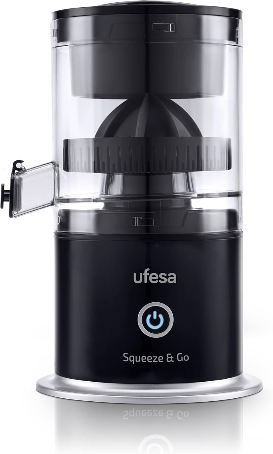 Ufesa Squeeze & Go, Spremiagrumi Elettrico ricaricabile USB-C, Portatile, Spremiarance, Spremilimoni, Spremi lime, Batteria 1500mAh, 220 ml, Senza BPA