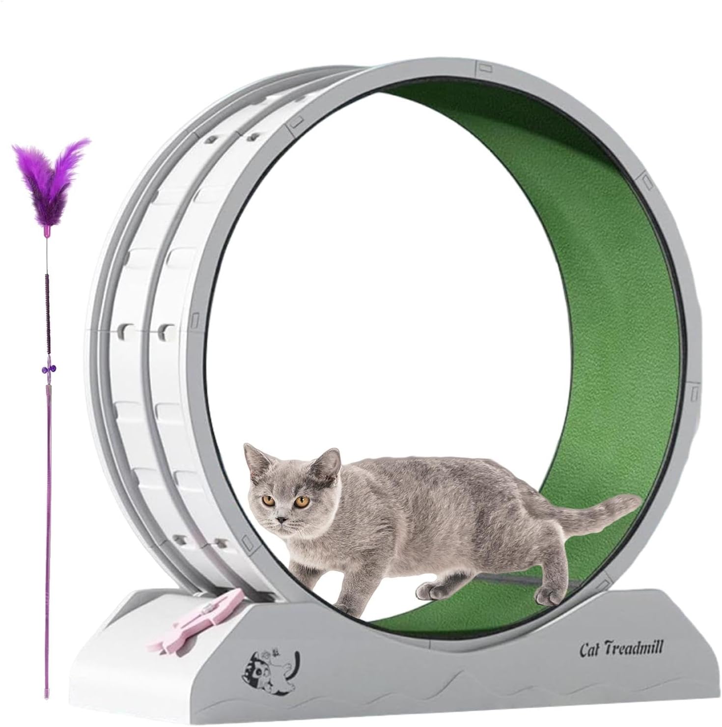 Eventerde Ruota per esercizi per gatti - Ruota per gatti | Attrezzatura da fitness per gattini | Ruota da corsa con teaser per gatti da interni per la perdita di peso, Tapis roulant per gattini a basso rumore