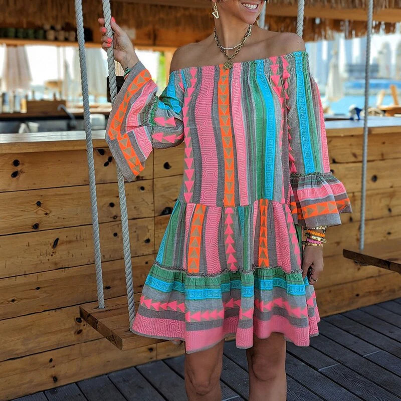 Zaria - Buntes Midikleid mit langen rmeln