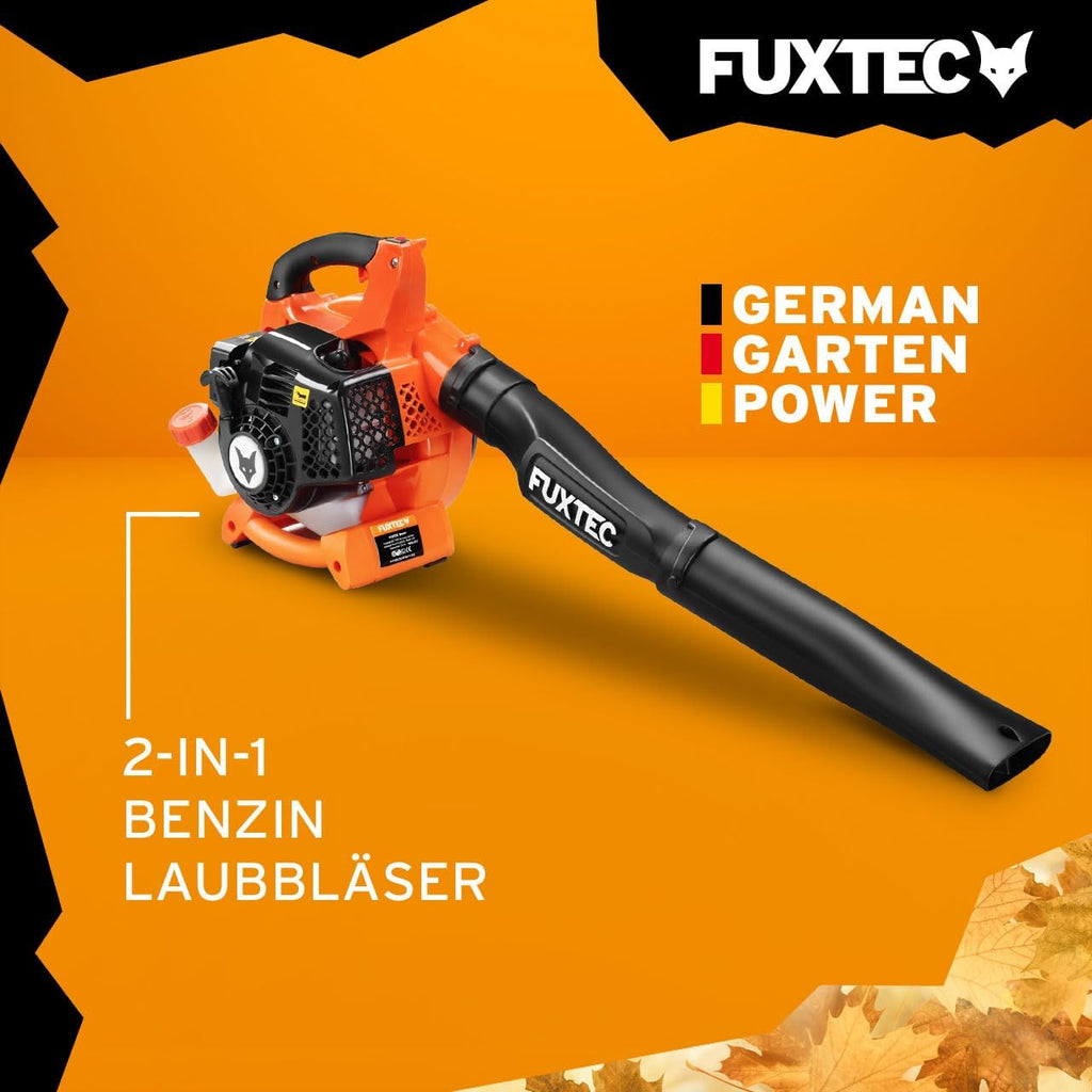 FUXTEC Benzin Laubsauger 4in1 FX-LBS126 2-Takt Laubbläser & Laubhäcksler inkl. 2Blasrohre & 45l Fangsack – getestet Oberklasse 1,4 – Blasgeschwindigkeit 71 m/s